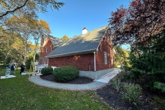 Side view of brick house