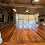 beautiful stained deck, painted columns and beams, stained ceiling