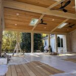 Painting the columns.